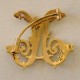 Broche or jaune initiale lettre N de style Louis XV 