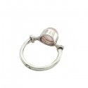 Bague argent design quartz rose serti clos 