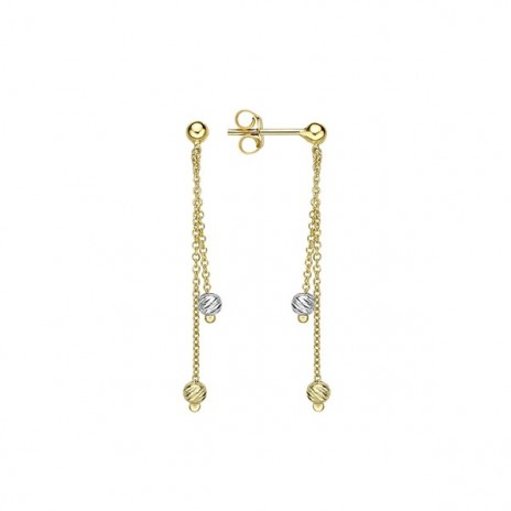 Boucles d'oreilles chainette 2 rangs avec boules