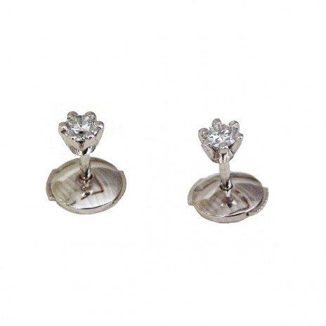 Boucles d'oreilles or gris 6 griffes avec diamants