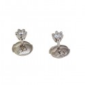 Boucles d'oreilles or gris 6 griffes avec diamants