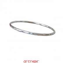 Bracelet jonc massif or gris avec 3 diamants