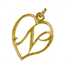 Pendentif coeur initiale découpée en or jaune