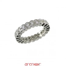 Alliance tube ouvert or gris avec diamants