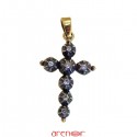 Croix Jeannette moyen modèle argent et or jaune avec diamants