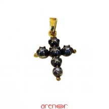 Croix Jeannette petit modèle argent et or jaune avec diamants