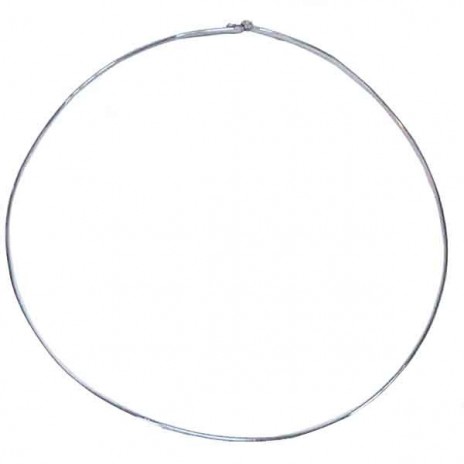 Collier jonc fil rond massif en or gris