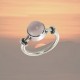 Bague argent design quartz rose serti clos 