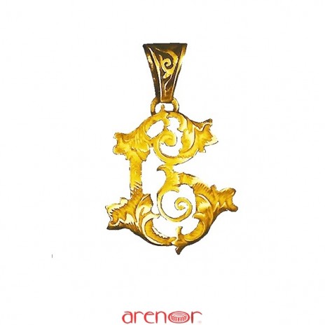 Pendentif initiale découpée style L XV en or jaune