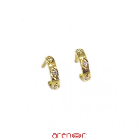 Boucles d'oreilles créoles or jaune avec diamants