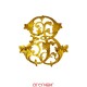 Broche or jaune initiale lettre B de style Louis XV 