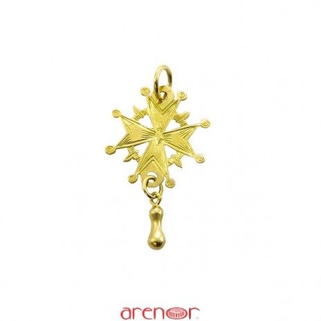 Croix huguenote or jaune moyen modèle avec larme