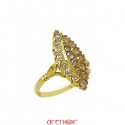 Bague marquise or jaune 21 diamants