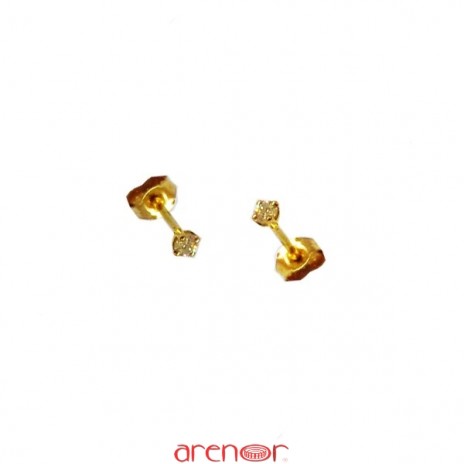 Boucles d'oreilles or jaune 4 griffes avec diamants