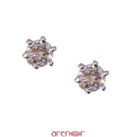 Boucles d'oreilles or gris 6 griffes avec diamants