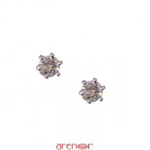 Boucles d'oreilles or gris 6 griffes avec diamants