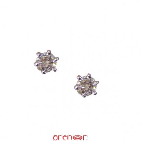 Boucles d'oreilles or jaune 6 griffes avec diamants