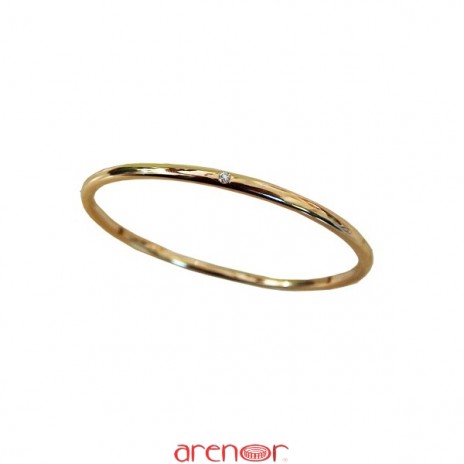 Bracelet jonc massif or jaune avec 3 diamants