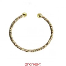 Bracelet jonc double torsade 3 ors ouvert 2 boules