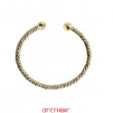 Bracelet jonc double torsade 3 ors ouvert 2 boules