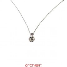 Collier pneu double or gris avec diamants 0,08 et 0,30ct