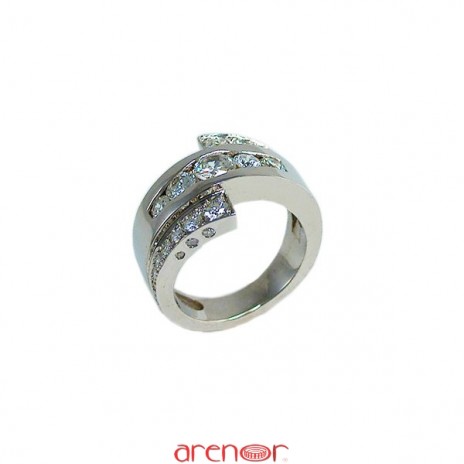 Bague diamants or gris 3 rangs