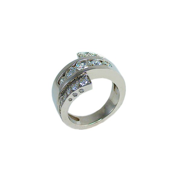 Bague diamants or gris 3 rangs ARENOR