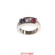 Bague or gris avec saphir, diamant et rubis