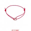 Bracelet cordon motif or rouge forme ovale