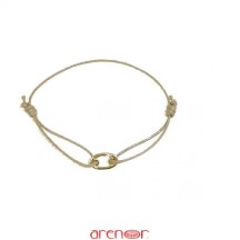 Bracelet cordon motif or jaune forme ovale