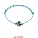 Bracelet cordon perle culture grise