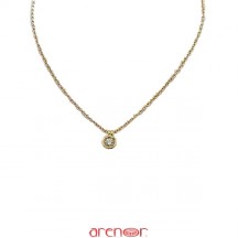 Collier pneu or jaune diamant 0,13ct