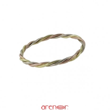 Bracelet jonc torsadé trois ors 