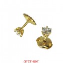 Boucles d'oreilles or jaune 6 griffes avec diamants