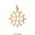 Croix du Languedoc or jaune avec boules moyen modèle
