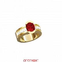 Bague rubis et diamants baguettes