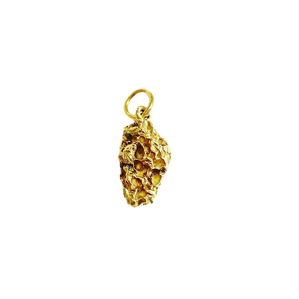 Collier Vintage Pépite En Serpentine - Pendentif Années 60, Vert, Métal