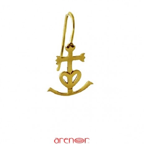 Boucle d'oreille croix sainte marie de la mer mini Mle or jaune