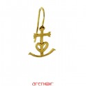 Boucle d'oreille croix sainte marie de la mer mini Mle or jaune