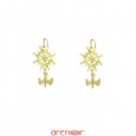 Boucle d'oreille croix huguenote en or jaune