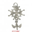 Croix huguenote or gris moyen modèle avec colombe